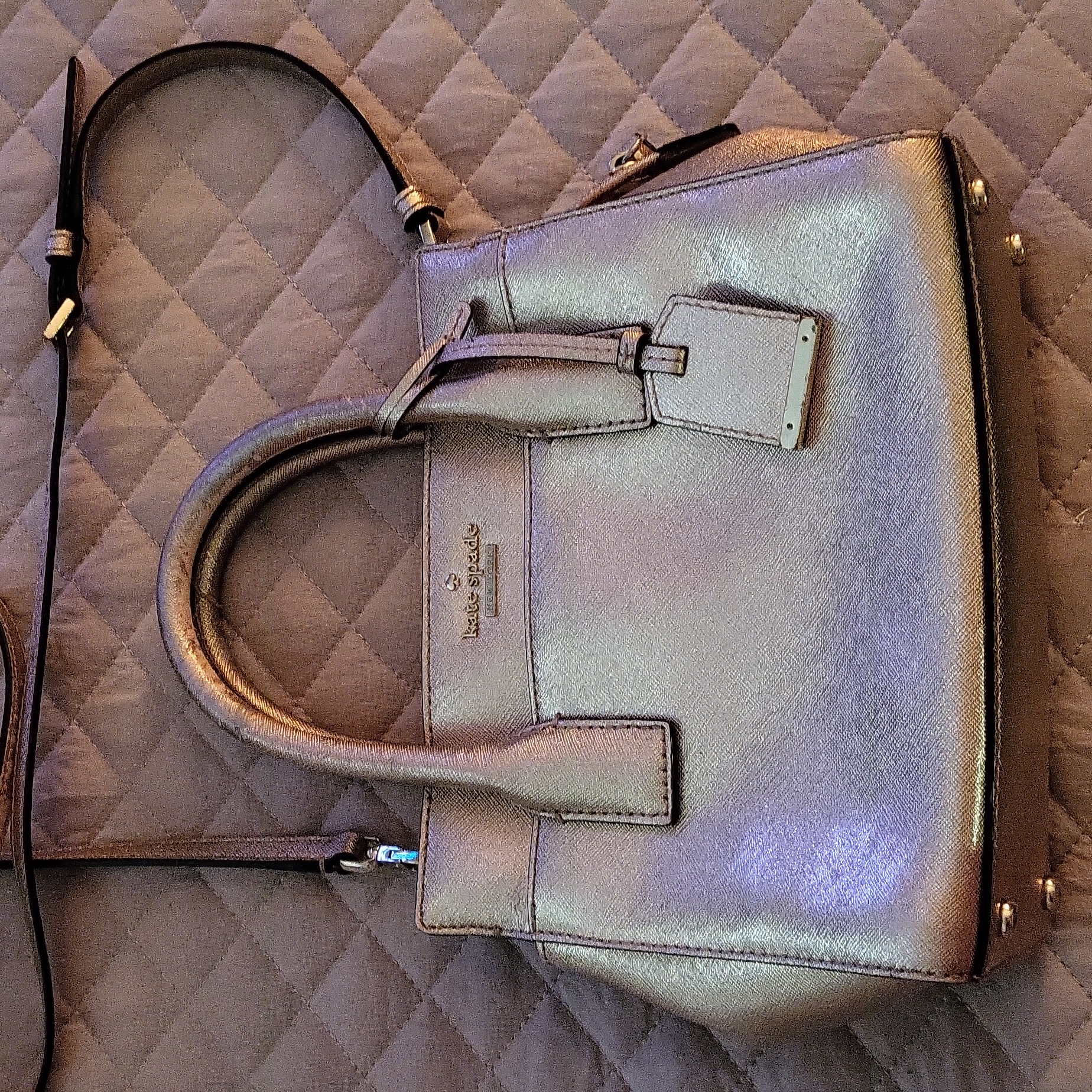 Kate Spade 100% Authentic Metallic Gold Crossbody Handbag